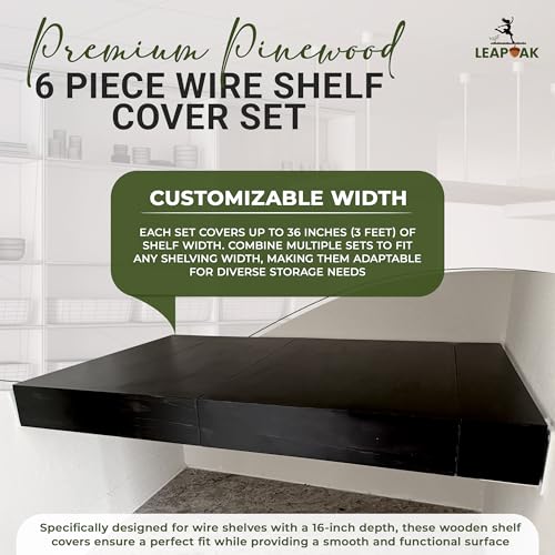 Wooden Shelf Covers for 16-Inch Deep Wire Racks, 1, Black, 36"W x 16"D - color: Black