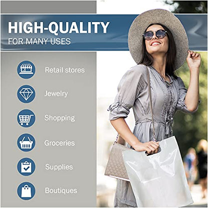 12x18 White Plastic Bags, Medium, Glossy Finish, 2 Mil Thick, 100 Pack