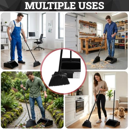 KLEEN HANDLER 48.5" Broom with Dustpan Combo Set with Long Handle, 1 Pack