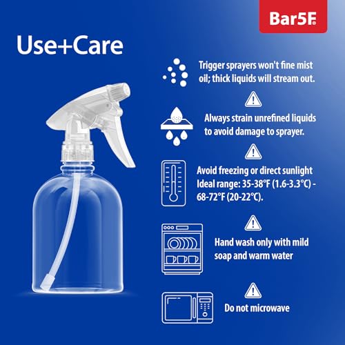 Bar5F Empty Clear Spray Bottle, 16 Oz, Pack of 3