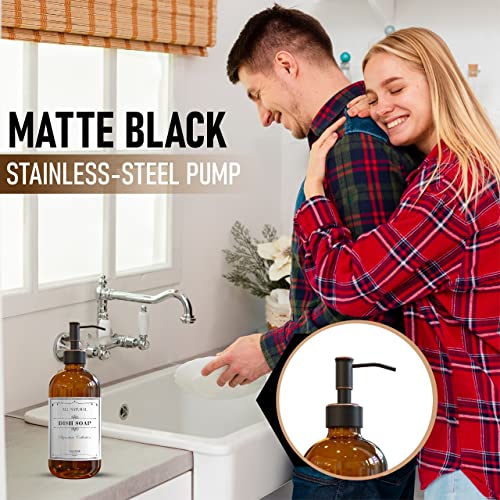 Sunrise Premium Amber Glass Soap Dispenser with Rubbed Bronze Pump, 2 Pack - color: Oil Rubbed Bronze Ss Pump - Amber Glass