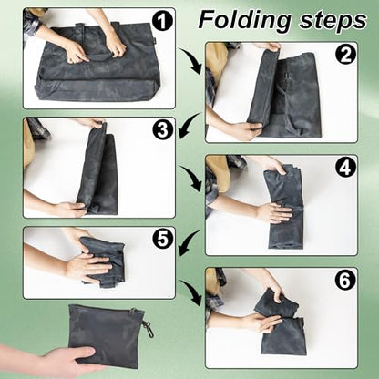HOLYLUCK Tote Bag with a Detachable Small Bag, Foldable Reusable Grocery Bags 20L Shopping Bag - color: Black Camo