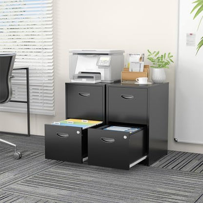 SteeLoong 2 Drawer File Cabinets,Metal Office File Cabinet with Lock,Black - color: Black, style: 2 Drawer Light Duty