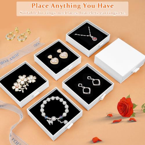 Jewelry Box, 5Pcs Jewelry Boxes for Women 3.5×3.5x1.18 Inch Jewelry Gift Box, Small Jewelry Boxes Necklace Ring Earring Jewelry Box (White) - color: white3