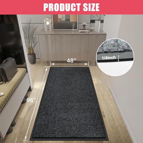 Kuyal Front Door Mat, 4'x8' Indoor Outdoor Entrance Mat - size: 48" x 96"