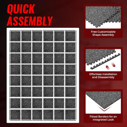SUPERJARE 0.79'' Extra-Thick 48 Pcs 192 Sq Ft Exercise Equipment Mats - color: Black/Grey, size: 48 Tiles (192 Sq Ft)