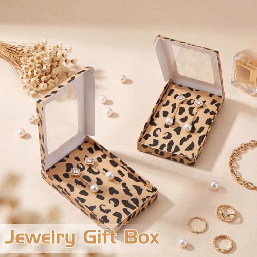 Crtiin 30 Pack Jewelry Gift Boxes Set with Clear Window, Leopard Print - color: Leopard Print