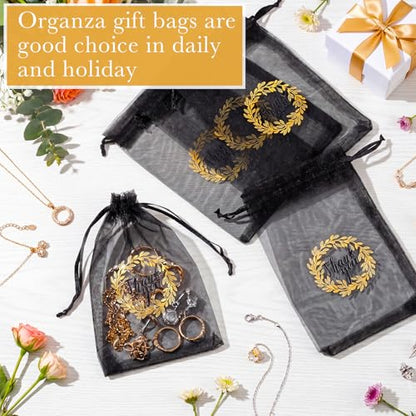 Shappy 100 Pcs 4x6 Inch Black Organza Bags, Thank You Drawstring Gift Bags - color: Black, size: 1 Count (Pack of 100)
