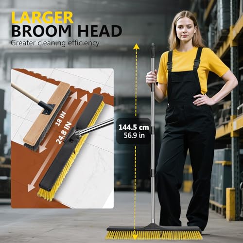 Masthome 24.8" Push Broom - color: Push Broom-yellow