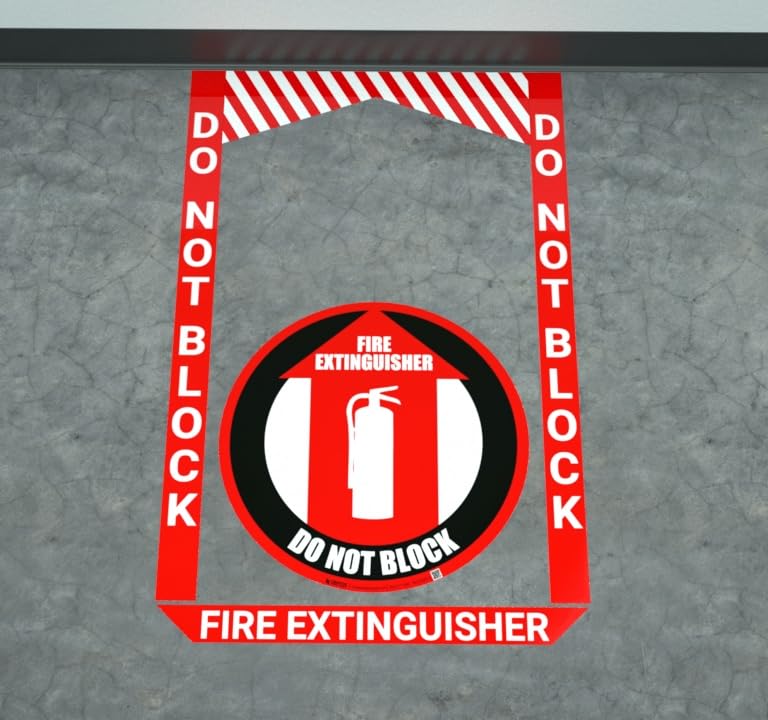Fire Extinguisher Do Not Block (16" x 25.5") Floor Sign Bundle
