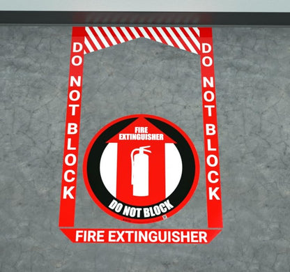 Fire Extinguisher Do Not Block (16" x 25.5") Floor Sign Bundle