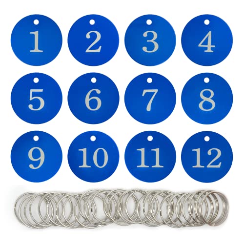 Round Aluminum Engraved Number Tags Key Tags ID Tags (1-25, Blue) - color: Blue, size: 1-25