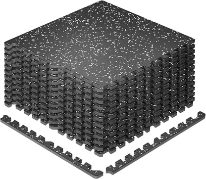 SUPERJARE 0.79'' Extra-Thick 12 Pcs 48 Sq Ft Exercise Equipment Mats - color: Black/Grey, size: 12 Tiles (48 Sq Ft)