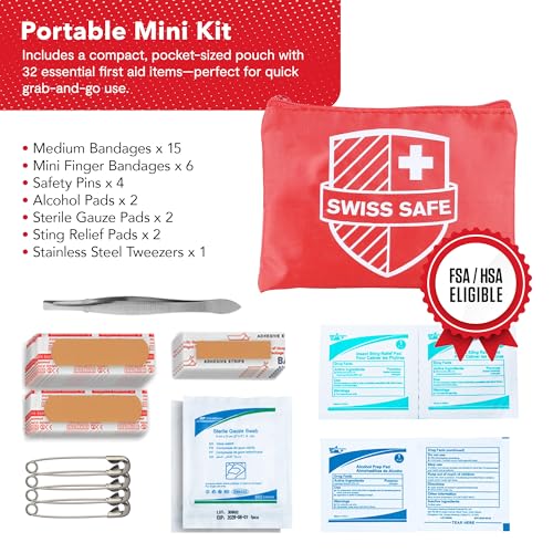 Swiss Safe 2-in-1 348 Pcs Large First Aid Kit for Camping, Travel & Car