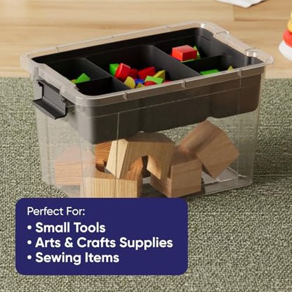 Superio Storage Container Organizing Bin with Removable Tray Deep Plastic Tools, Sewing, Crafts Box, 8.75 Qt. - size: Small 8.7 Qt. X Deep