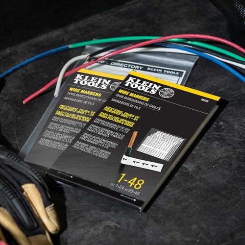 Klein Tools 56250 Wire Marker Book for Cable Management, Electric Panel Organization Wire Label Stickers, Numbered 1-48 - size: 1 Count (Pack of 1), style: Standard