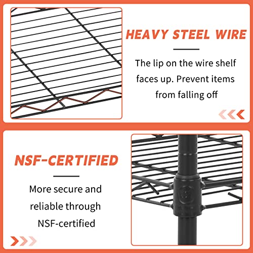 5 Tier Storage Shelves, Adjustable Wire Shelf Rack 21.5 x 11.6 x 47.6 - color: Black, size: 11.6"D x 21.5"W x 47.6"H