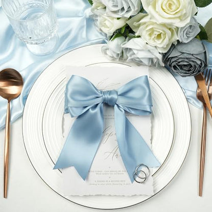 Dusty Blue Satin Ribbon - 2 Inch French Blue Silk for Christmas Tree & Wedding Bouquet - 25 Yards - color: Dusty Blue