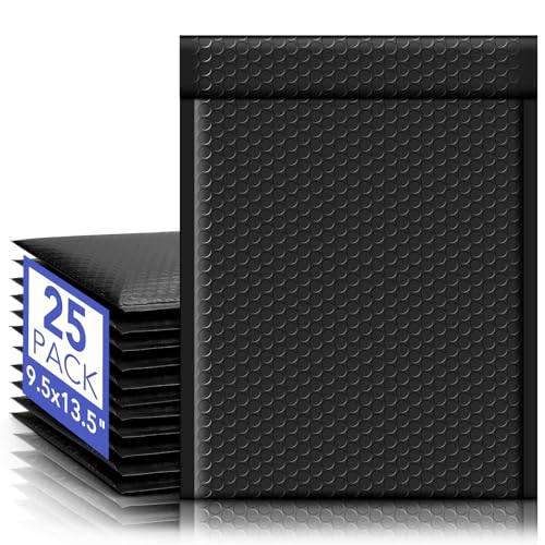 Fuxury Bubble Mailers 9.5x14.5" 25 Pack Black Large Padded Envelopes - color: Black, size: 9.5x14.5" 25PC