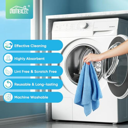 HOMEXCEL Blue Microfiber Cleaning Cloth, Microfiber Towels for Car, 12 Pack - color: Blue