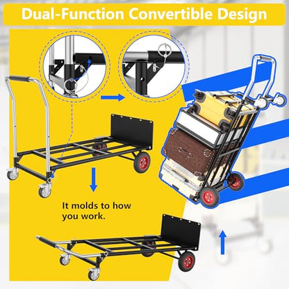 Dolly Hand Trucks,Folding Hand Truck 600 LB,Dolly Cart with Wheels Fold and Stretch Hand Truck for Moving Heavy Loads in Storehouse,Offices,Homes and Shopping