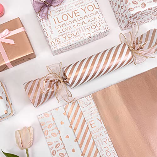 Larcenciel Valentine's Day Tissue Paper, 50 Sheets Metallic Rose Gold Tissue Paper for Gift Bags & Gift Wrapping, Glitter Gift Tissue Paper Bulk, Pretty Gift Wraps for Birthday,9.7x13.8 - color: Rose Gold 50P