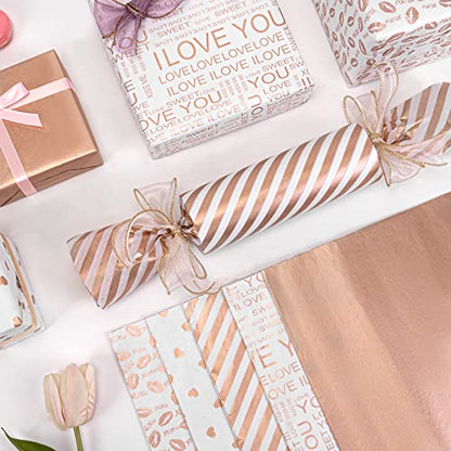 Larcenciel Valentine's Day Tissue Paper, 50 Sheets Metallic Rose Gold Tissue Paper for Gift Bags & Gift Wrapping, Glitter Gift Tissue Paper Bulk, Pretty Gift Wraps for Birthday,9.7x13.8 - color: Rose Gold 50P