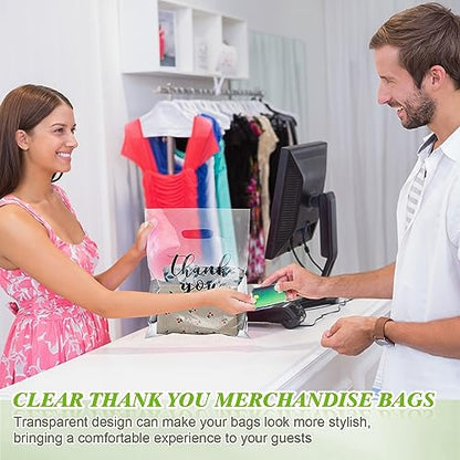 Crtiin 100 Pcs Clear Plastic Thank You Shopping Bags,9 x 12 Inch - size: 9 x 12 Inch