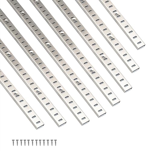 Adjustable Shelf Bracket 40 Inch 8 Pack Silver Shelf Pilaster Strips Shelf Rail Shelf Track Adjustable Wall Shelves Shelf Standards and Supports for Cabinet Closet Organization - size: Silver-40 inch, style: 8pcs pilaster