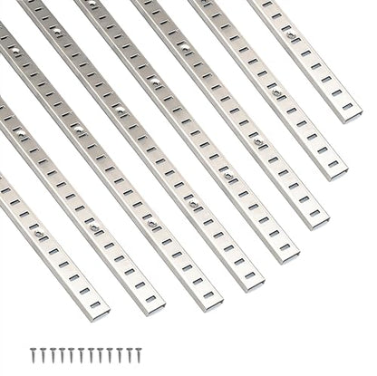 Adjustable Shelf Bracket 40 Inch 8 Pack Silver Shelf Pilaster Strips Shelf Rail Shelf Track Adjustable Wall Shelves Shelf Standards and Supports for Cabinet Closet Organization - size: Silver-40 inch, style: 8pcs pilaster