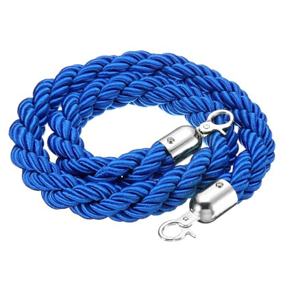 PATIKIL Stanchion Rope, 1.2m/3.9Ft Barrier Rope Twisted Post Ropes for Posts Stands Queue Divider Crowd Control of Hotel, Blue Silver - color: Blue, Silver, size: 3.9Ft