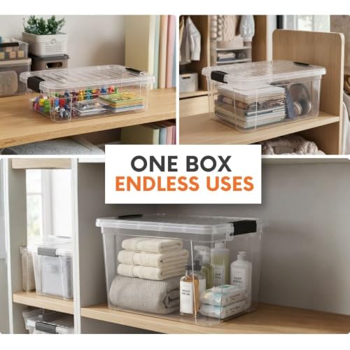 Superio 26.5 Quart Clear Plastic Storage Boxes with Lids, Stackable Organizer Containers, BPA-Free Storage Bins for Home, Office, School & Dorm, 2 Pack - size: 26 Quart