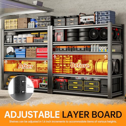 59" W Garage Shelving,5-Tier Heavy Duty Shelving Unit,3000LBS Adjustable Metal Storage Shelves,Storage Rack Units for Industrie,Shed,Warehouse,Basement,Black,59" W x 19.7" D x 72" H - size: 19.7"Dx59"Wx72"H