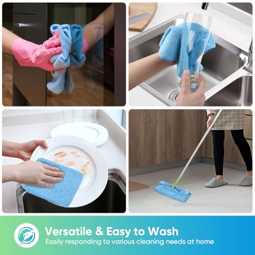 HOMEXCEL Blue Microfiber Cleaning Cloth, Microfiber Towels for Car, 12 Pack - color: Blue