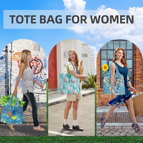 Foldable Reusable Shopping Bags,6 Pack Heavy Duty Tote for Grocery - color: 6pcs-stylec