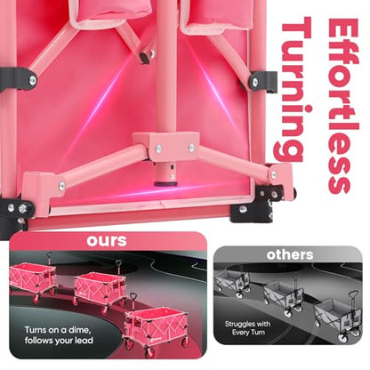 Sekey Collapsible Wagon, 300 lb Capacity, 29 in Cargo Bed, Compact Fold - color: Light Pink, size: 300lbs