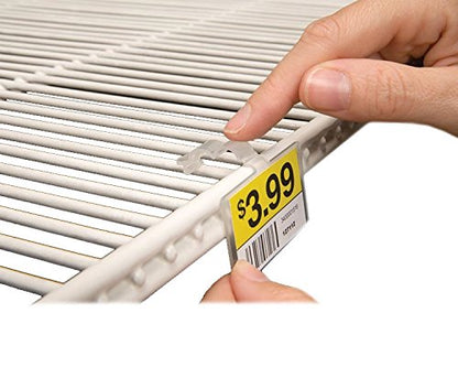 2.25" L x 1.25" H Plastic Cooler/Refrigerator UPC Label Holder Clip Organizer for Double Wire Fridge Shelf - 50 Pack