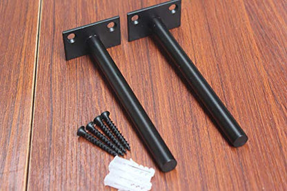 12 Pcs 6" Black Solid Steel Floating Shelf Bracket Blind Shelf Supports - Hidden Brackets for Floating Wood Shelves - Concealed Blind Shelf Support – Screws and Wall Plugs Included - size: 6 Inch, style: 12 Pack-Solid