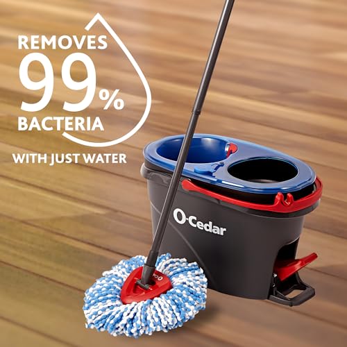 O-Cedar RinseClean Spin Mop & Bucket System + 1 Extra Mop Head | Clean with Clean Water | Removes 99% of Bacteria - color: Rinseclean Spin Mop & Bucket + 1 Extra Refill