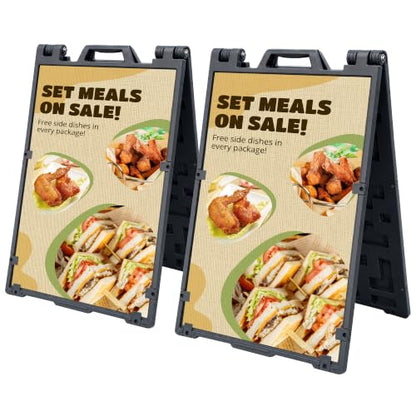 24"x36" A Frame Sign Sandwich Board Signs Outdoor, Double-Sided Heavy Duty Outdoor Large Signboard Portable Folding Poster Frame with Sand Fill Holes, Weather Resistant for Store, Cafés, Weddings, Street advertising
