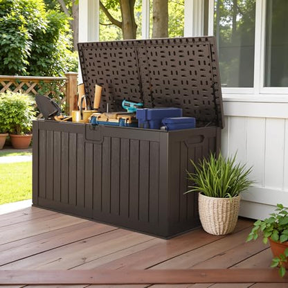 Devoko HDPE 240 Gallon Deck Box Double-Wall with Divider - color: Brown, size: 240 Gallon 1 Pack