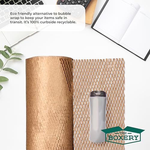 The Boxery Honeycomb Packing Paper 15”x16800” (1400’)-1 Roll Cushioning Wrap, Box Filler, Void Filling, Shipping & Moving Supplies, Alternative to Plastic Bubble|Eco Friendly-Small Business. - size: Roll 15"x1400 FT.