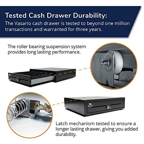 APG VB320-BL1616-B10 Vasario Series Standard-Duty Painted-Front Cash Drawer with MultiPRO 320 Interface, 24V, 16.2" x 4.3" x 16.3", Black