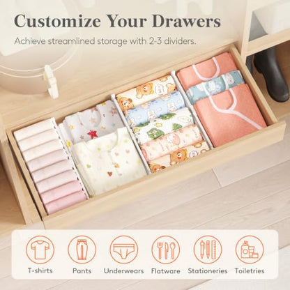 Lifewit 3.2" High Drawer Dividers for Clothes, Adjustable Drawer Organizers - size: 3.2"H, 10.5-16.5"L