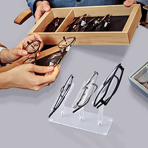 Ripeng 8 Pcs 3 Tier Acrylic Eyeglass Display Stand Sunglass Holder, Clear