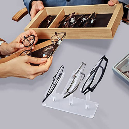 Ripeng 8 Pcs 3 Tier Acrylic Eyeglass Display Stand Sunglass Holder, Clear
