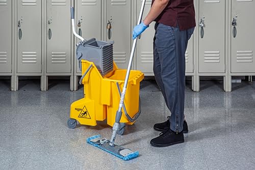 UNGER Commercial Yellow Dual-Compartment Mop Bucket with Wringer COMBY