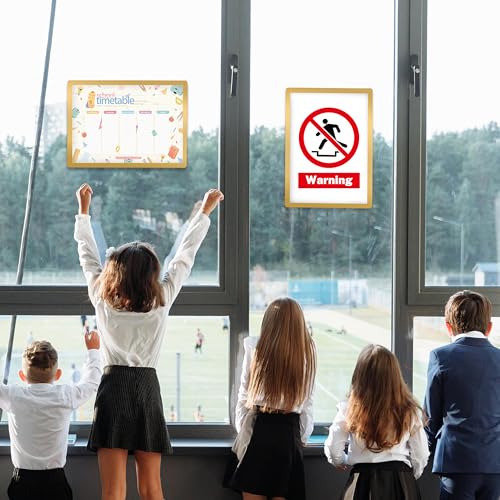 Wall-Mounted Sign Holder 8.5x11, Self-Adhesive Horizontal and Vertical - color: Gold