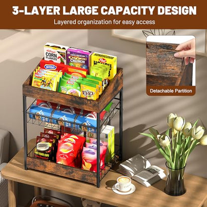 Snack Organizer for Countertop, 6 Adjustable Compartment - size: 40×28×52cm