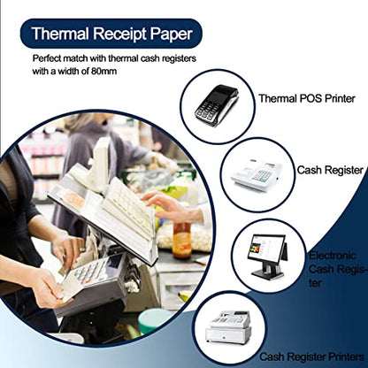 MFLABEL 3-1/8" x 119' Thermal Receipt Papers Rolls - 10 Rolls for 80mm Thermal POS Printer - size: 3-1/8" x 119'